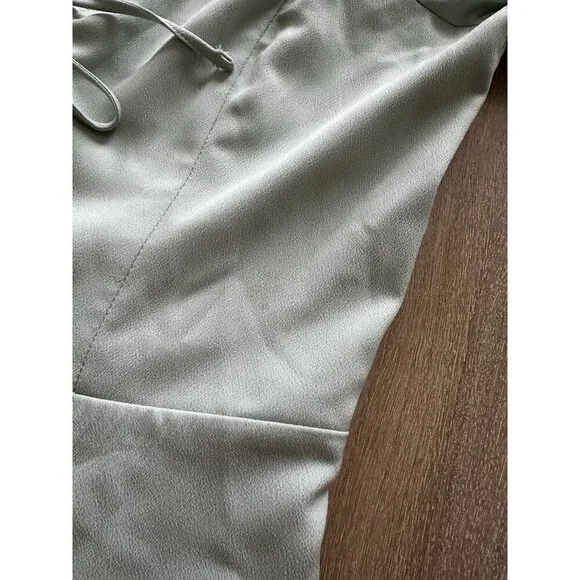 Abercrombie Long-Sleeve Lace-Up Flirty Mini Dress Mint Green Size Medium - Picture 3 of 8